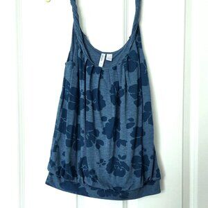 Old Navy Teal Floral Athletic Tank Top with Corded Straps